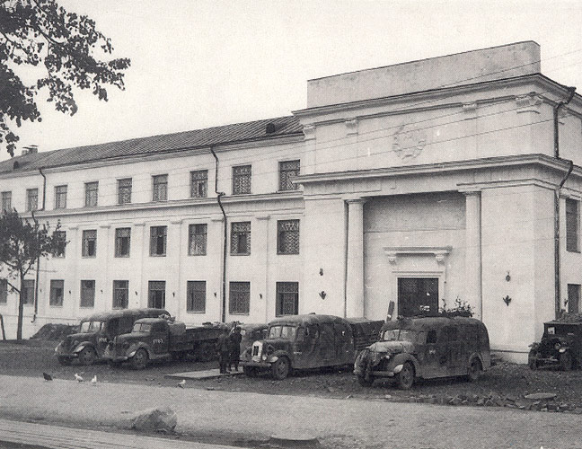 Early 1940's. The main street. A government building