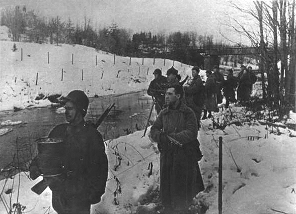 November 30, 1939. Soviet troops crossing Rajajoki River