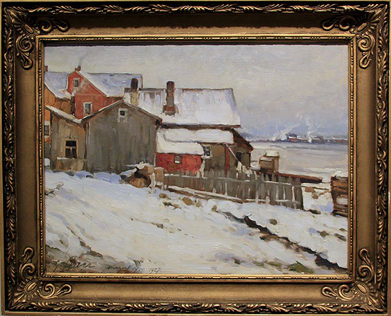 1927. Pitkäranta in November. Oil on plywood