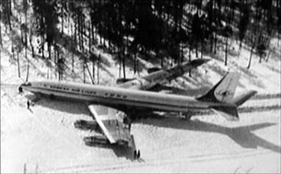 April 21, 1978. Boeing-707 on the ice of Korpijärvi Lake