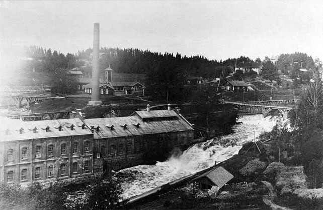 1930's. The Läskelänkoski Rapids in the Jänisjoki River and the factories of Läskelä
