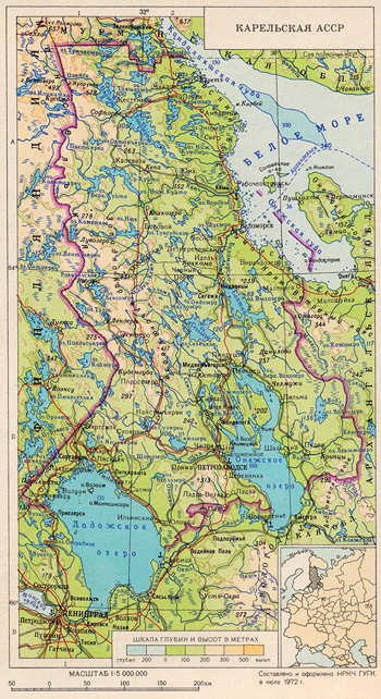 1972 год. Карта Карельской АССР