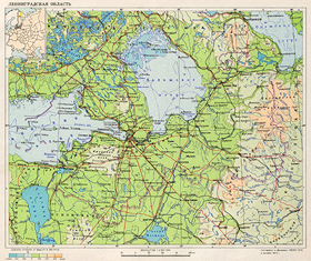 1972 год. Карта Ленинградской области