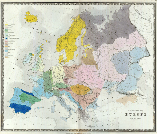 1846. Ethnographic map of Europe