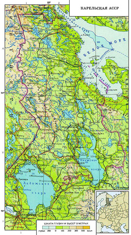 1969. The map of the Karelian ASSR