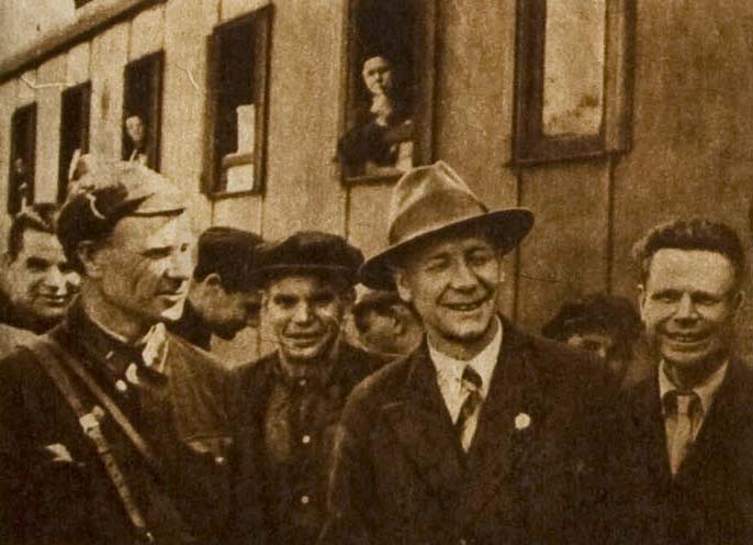 May 1940. Welcome ceremony of comrade Toivo Antikainen in the Petrozavodsk railway station