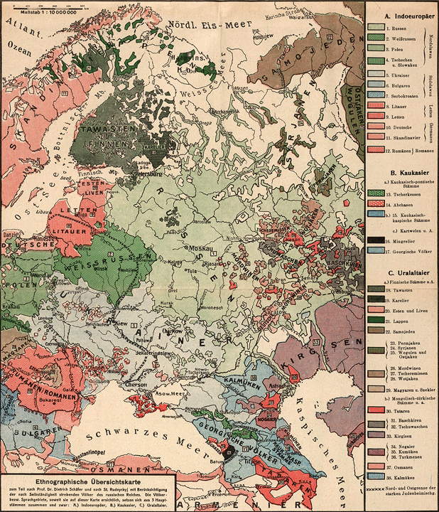 1918. Itä-Euroopan etnografinen kartta