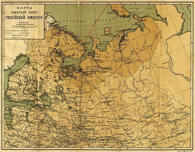 Map of the northern part of the Russian Empire