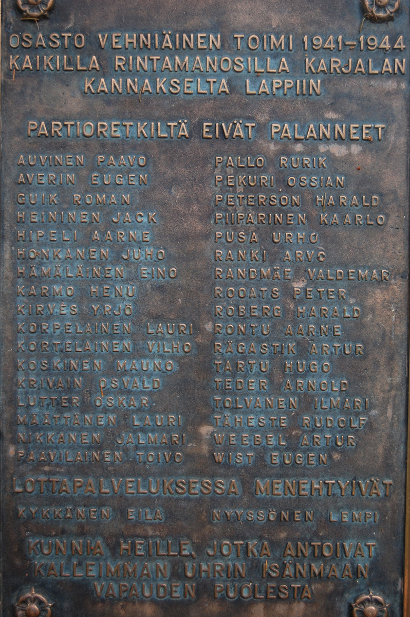 June 9, 2012. Memorial to Vehniäinen long-range reconnaissance patrol