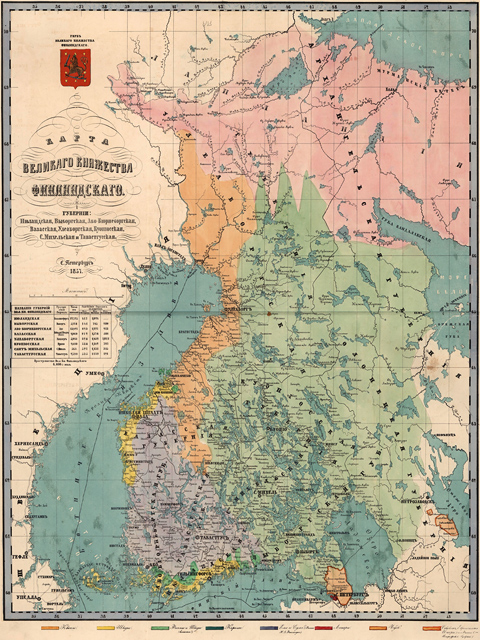 1860 год. Карта Великого княжества Финляндского