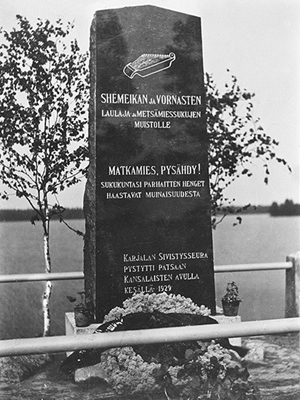 1930's. Tolvajärvi. Memorial to the Rune Singers