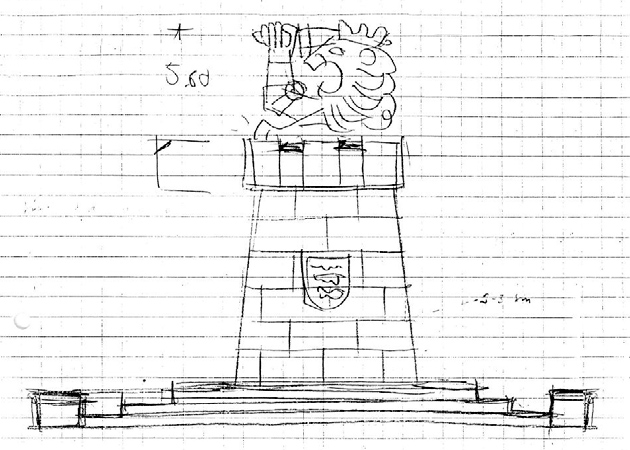 1942. Sketch of the monument to the capture of Äänislinna