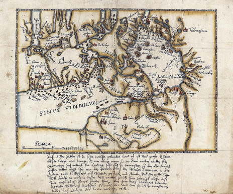 1630-luvun lopulla. Karjalan kannaksen ja sen ympäristön yleiskartta