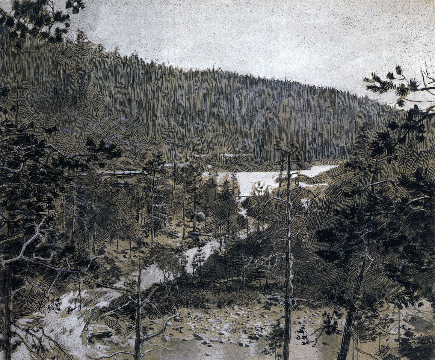 1892. Oulankajoki River landscape in Paanajärvi