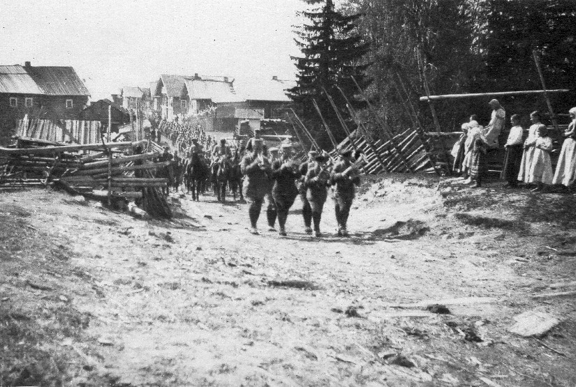 1919 год. Олонецкая добровольческая армия марширует на Олонец