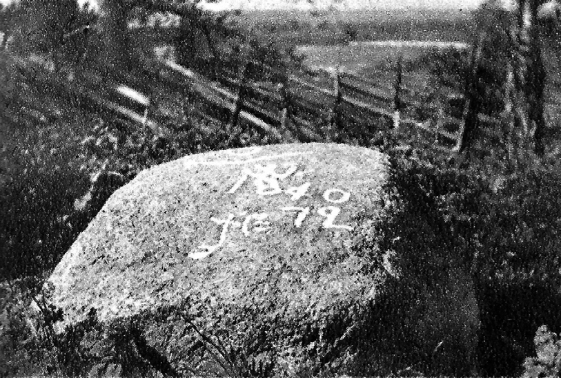 1930's. The boundary stone near Manssila