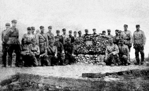 August 1942. Monument at the site of the dead of Bobi Sivén (on the ruins of the building of municipality)