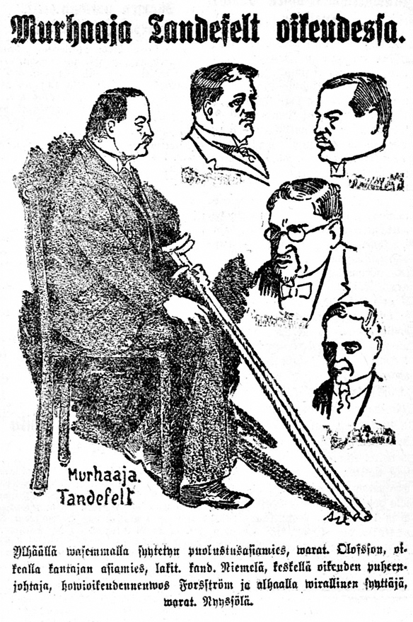 7. maaliskuuta 1922. Murhaaja Tandefelt oikeudessa