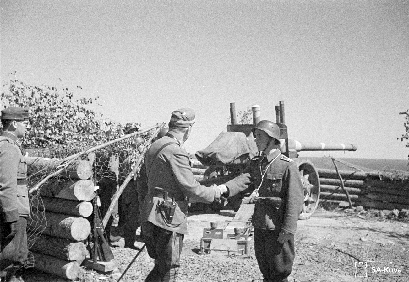 June 12, 1943. Positions of Finnish coastal artillery in Rybreka