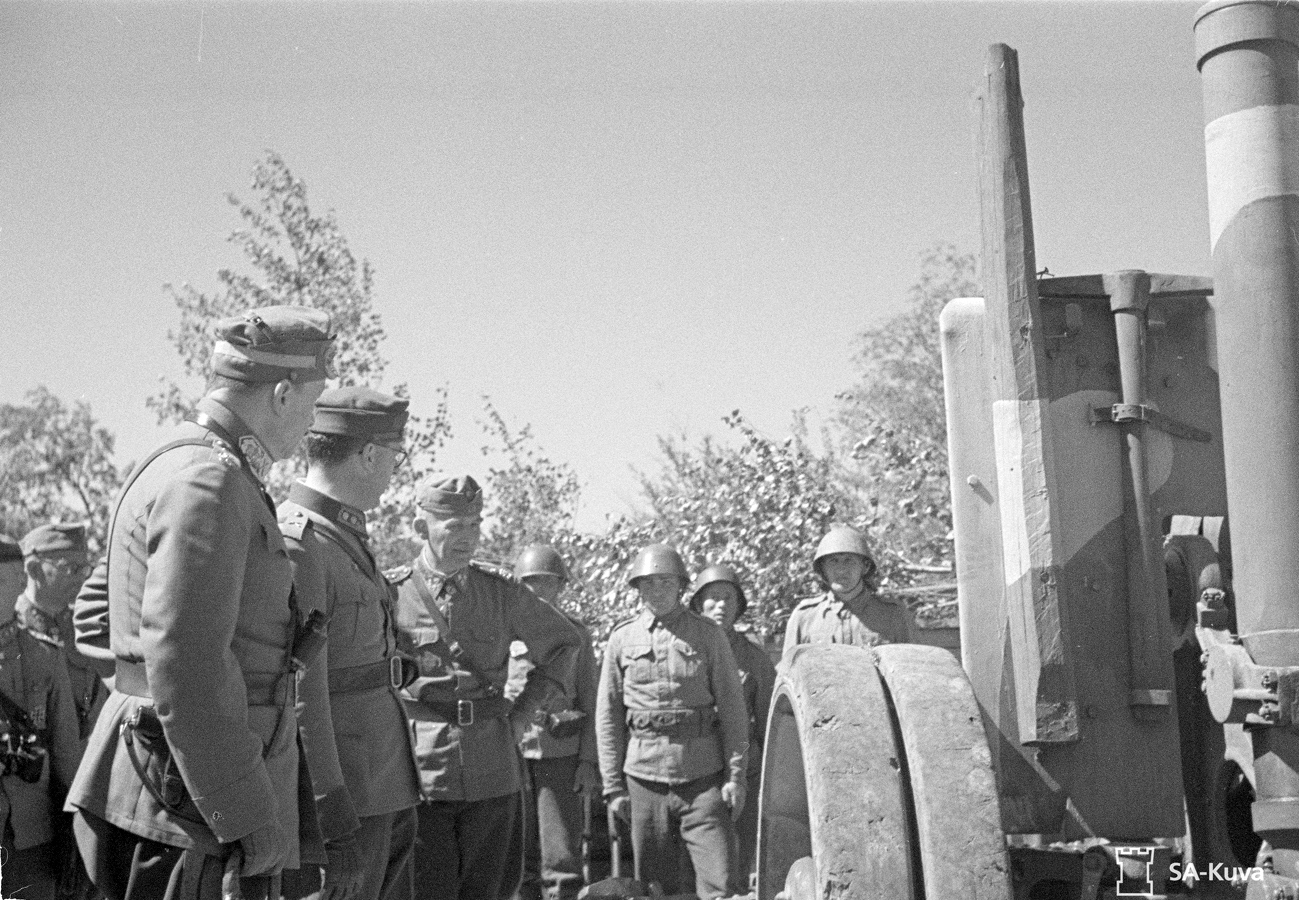 June 12, 1943. Positions of Finnish coastal artillery in Rybreka