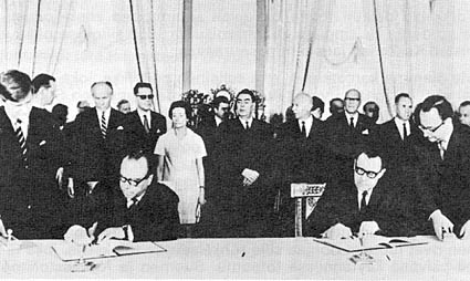 20 июля 1970 года. Москва. Подписание протокола к советско-финскому договору о дружбе, сотрудничестве и взаимной помощи