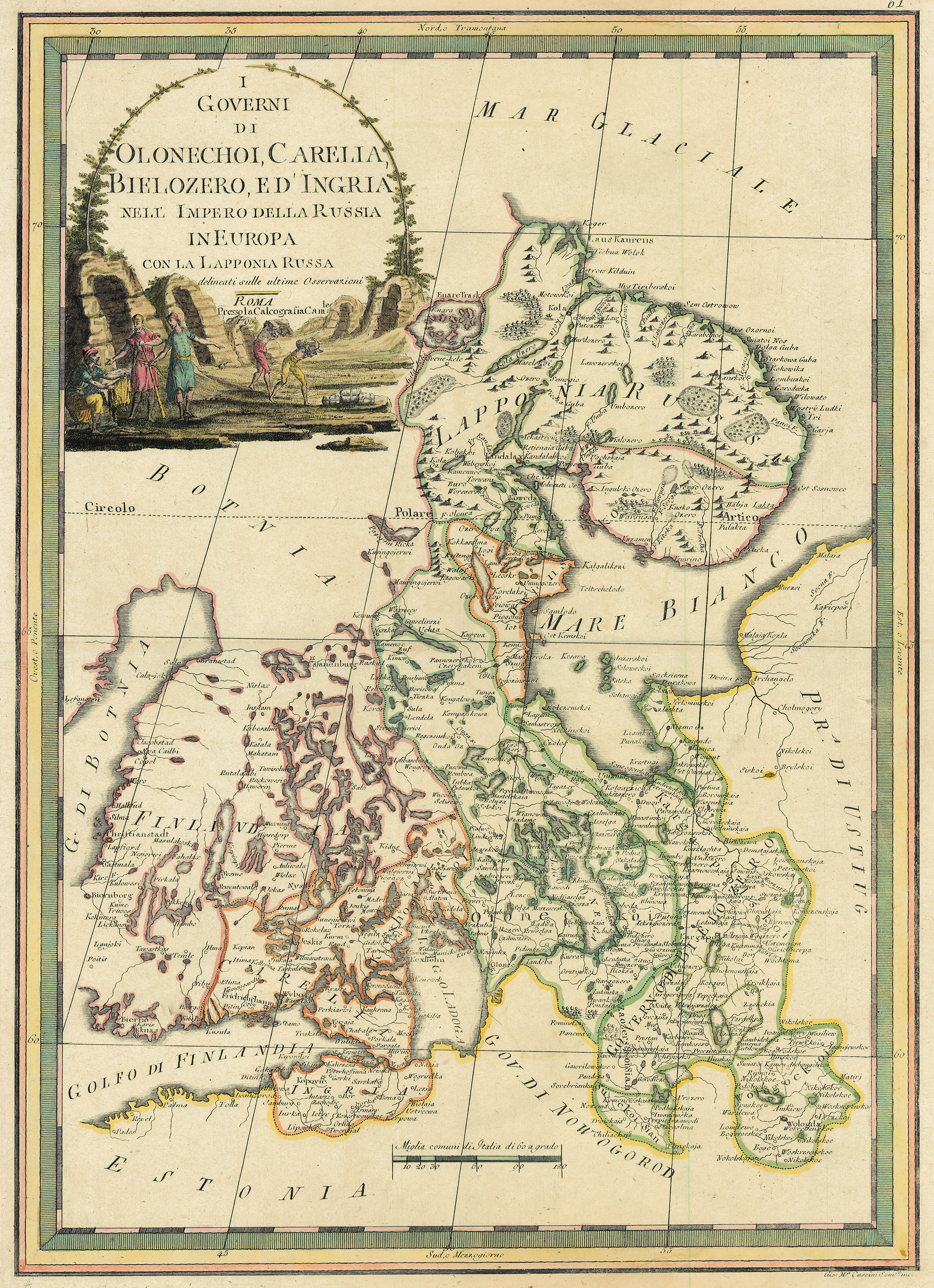 1796. Aunuksen, Karjalan, Belozerskin ja Inkerinmaan alueet osana Venäjän keisarikuntaa Euroopassa Venäjän Lapin kanssa