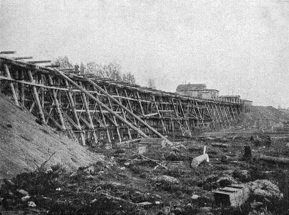 1920's. Roikonkoski. Temporary railway bridge