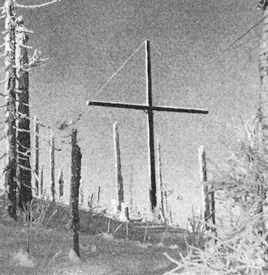 Early 1940's. Kollaa. The large wooden cross as monument