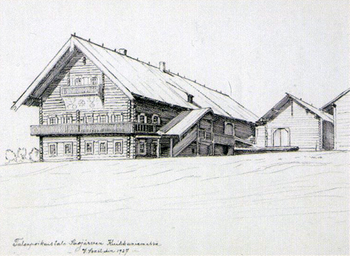 1927. Suojärvi. Peasant house in Kuikkaniemi Village