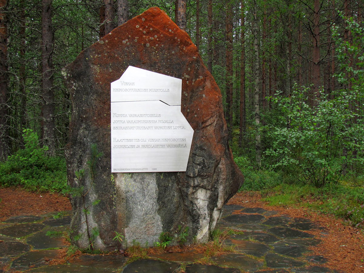 November 2013. Monument to the warrior-liberators and the refugees from the White Sea Karelia